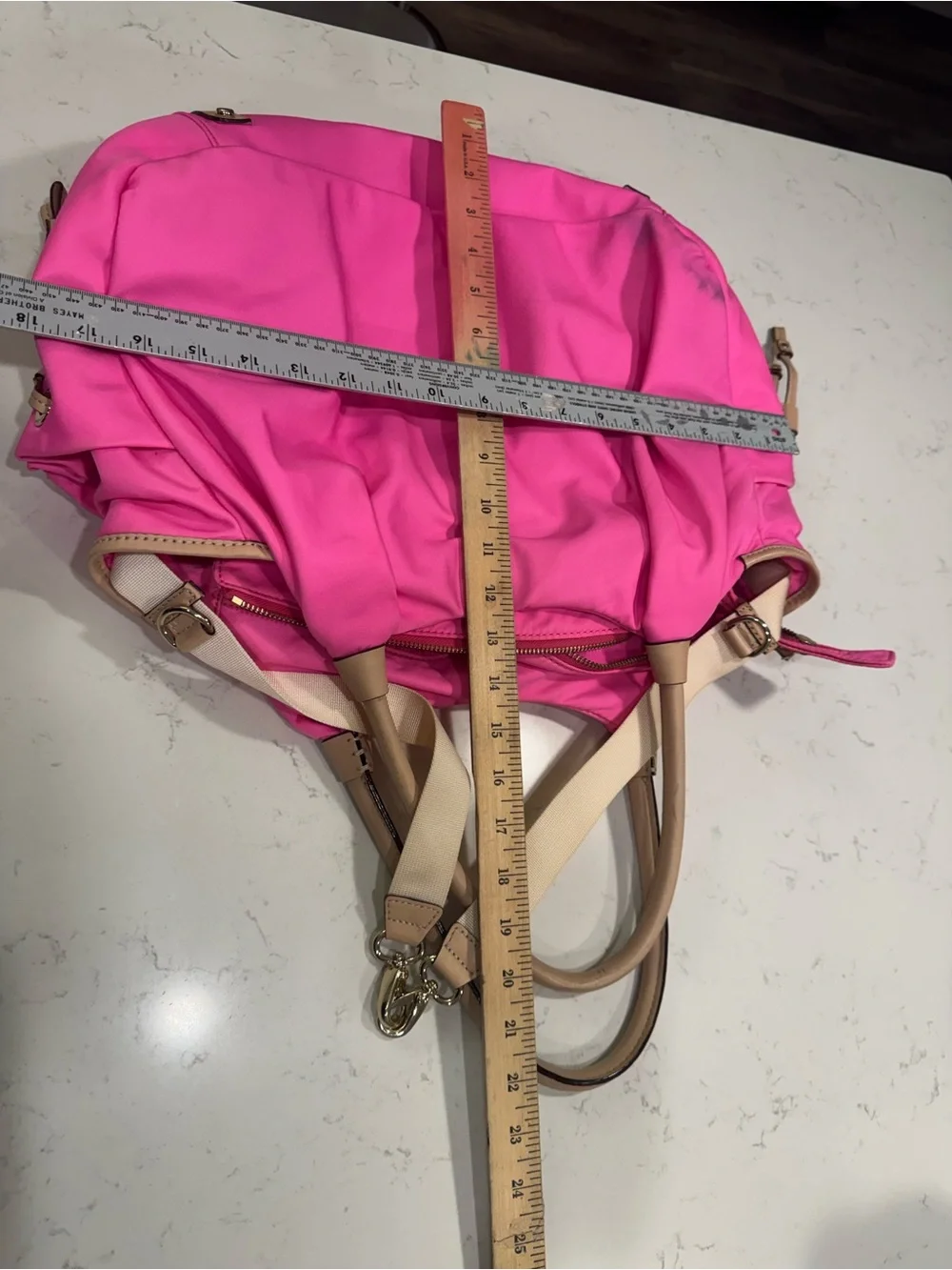 kate spade Bright Pink Nylon Tote with Cream Handles